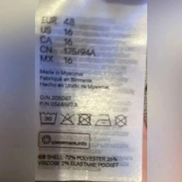 H&M Women's Light Grey Dress Suit Pants Tapered Slim. Size‎ 16 NWOT - Picture 5 of 6